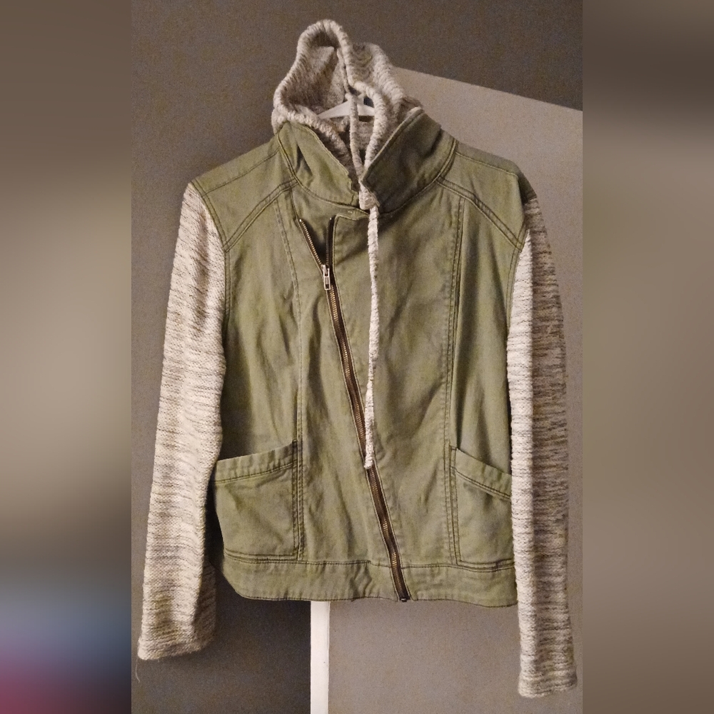 Olive Green and Gray Women's Mossimo Jacket XL